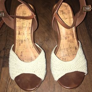 Crotchet and leather Wedges